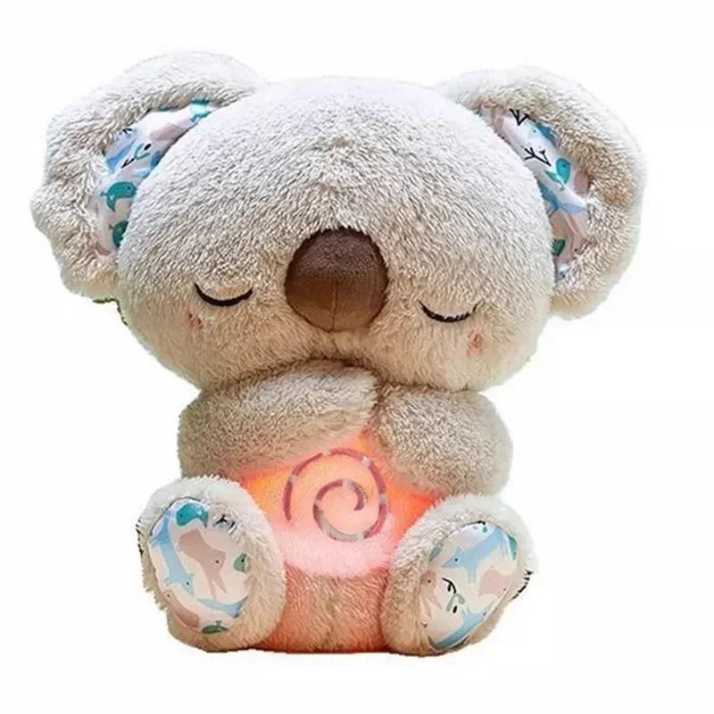 Comfortable Toys Breathing Koala with Light Sound Baby Sleeping with Soft Glow Night Light Calming Music Accompany Plush Toys