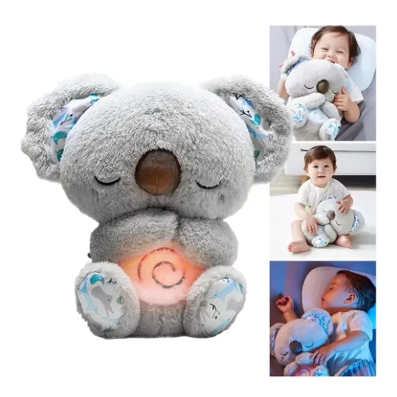 Comfortable Toys Breathing Koala with Light Sound Baby Sleeping with Soft Glow Night Light Calming Music Accompany Plush Toys